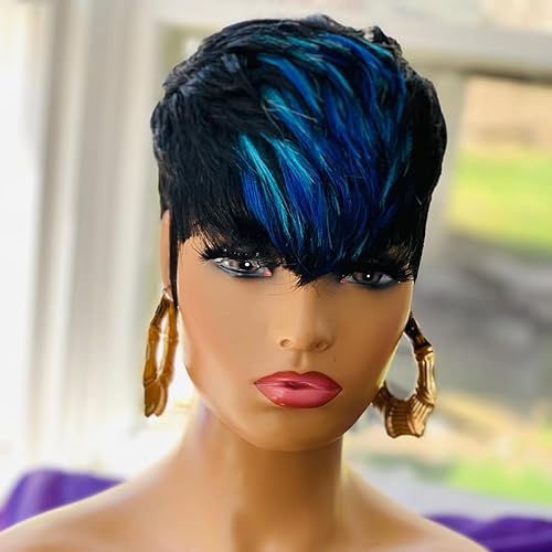 SAEIALL Short Pixie Cut Wig for Black Women Human Hair