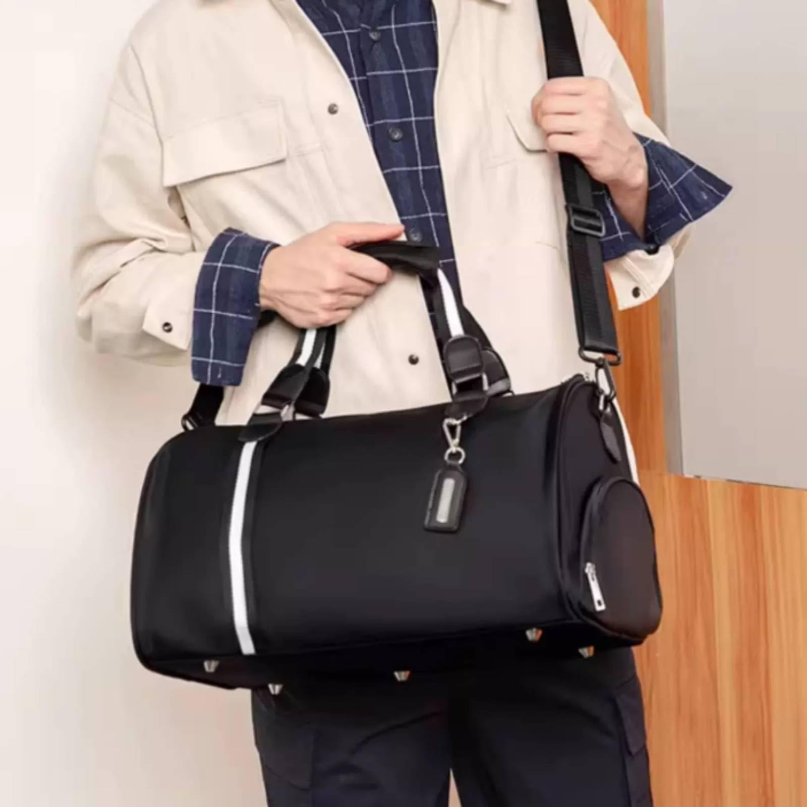 F Fityle Bolsa de Viaje para Hombre Maleta de Mano Bolso Deportivo Equipaje de Nylon con Bandolera Ajustable y Bolsillos con Cremallera Adecuada para Viajes
