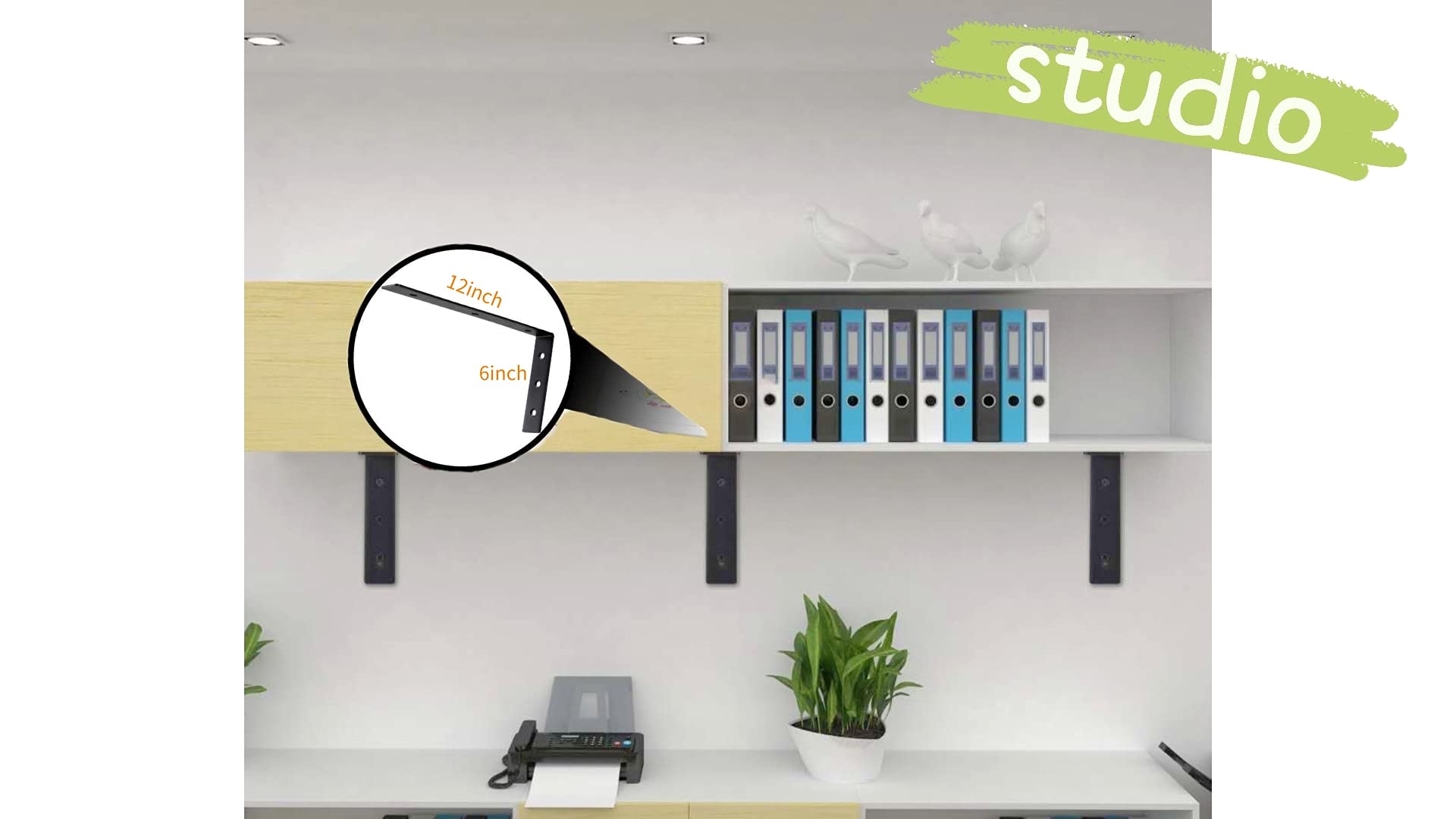 Shelf Brackets 12 Inches Black Brackets for Shelves Heavy Duty Metal