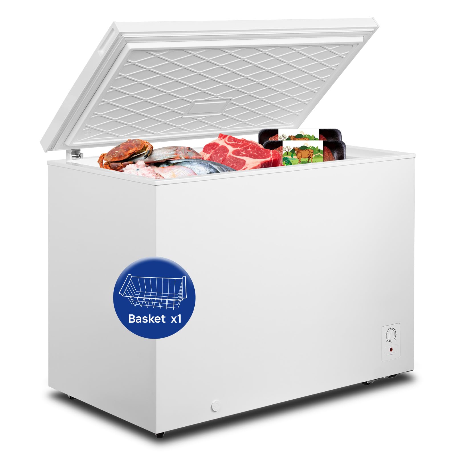 Smad Chest Deep Freezer 14 Cu Ft, Large Chest Freezer with 7 Level Adjustable Temperature,Compact Freestanding Top-opening Deep Freezer with Removable Storage Basket, Wheels, White on Fridge.com