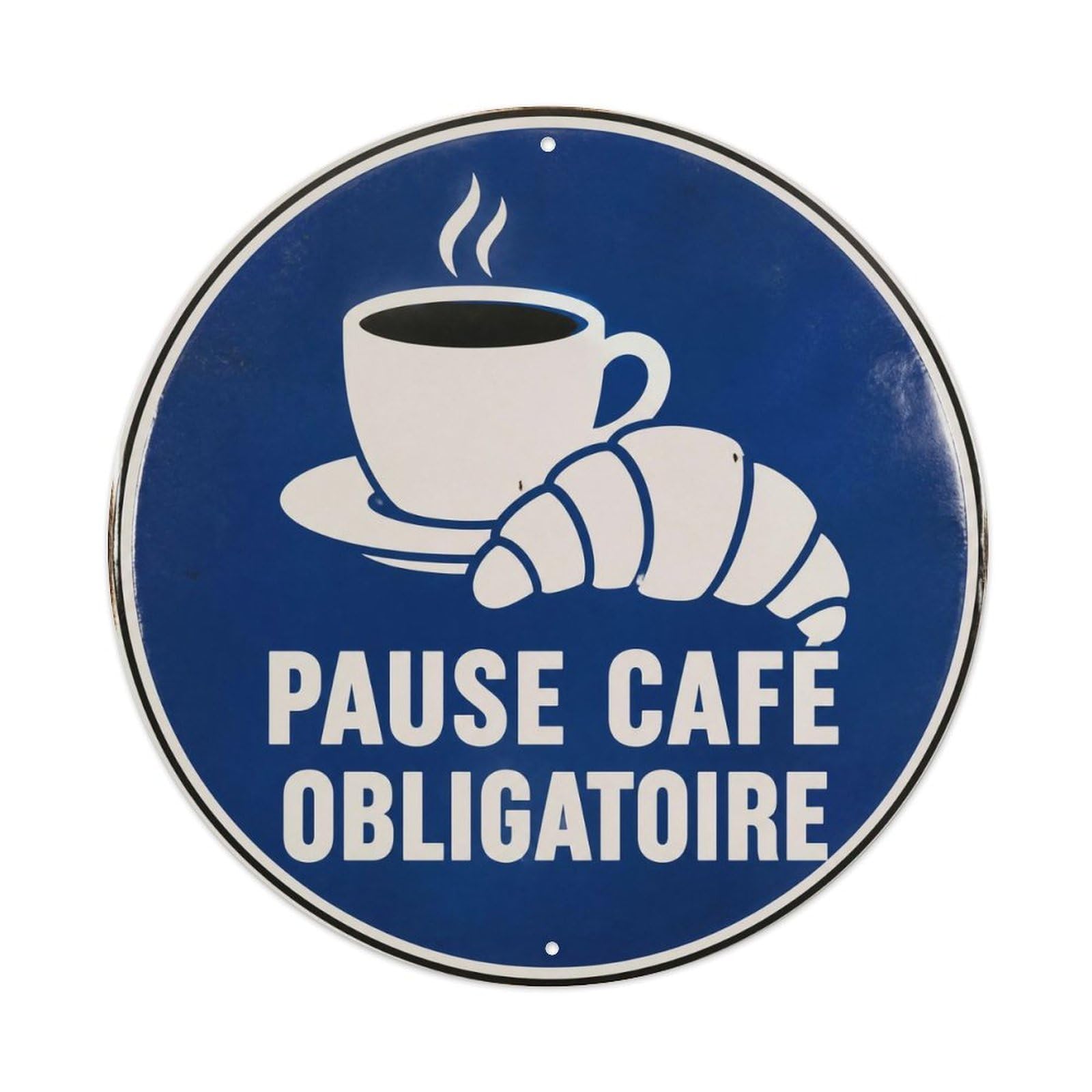 Olyhtr 8X8inch Classic Style Coffee Break Witty Notice French Heritage Typography Metal Tin Sign