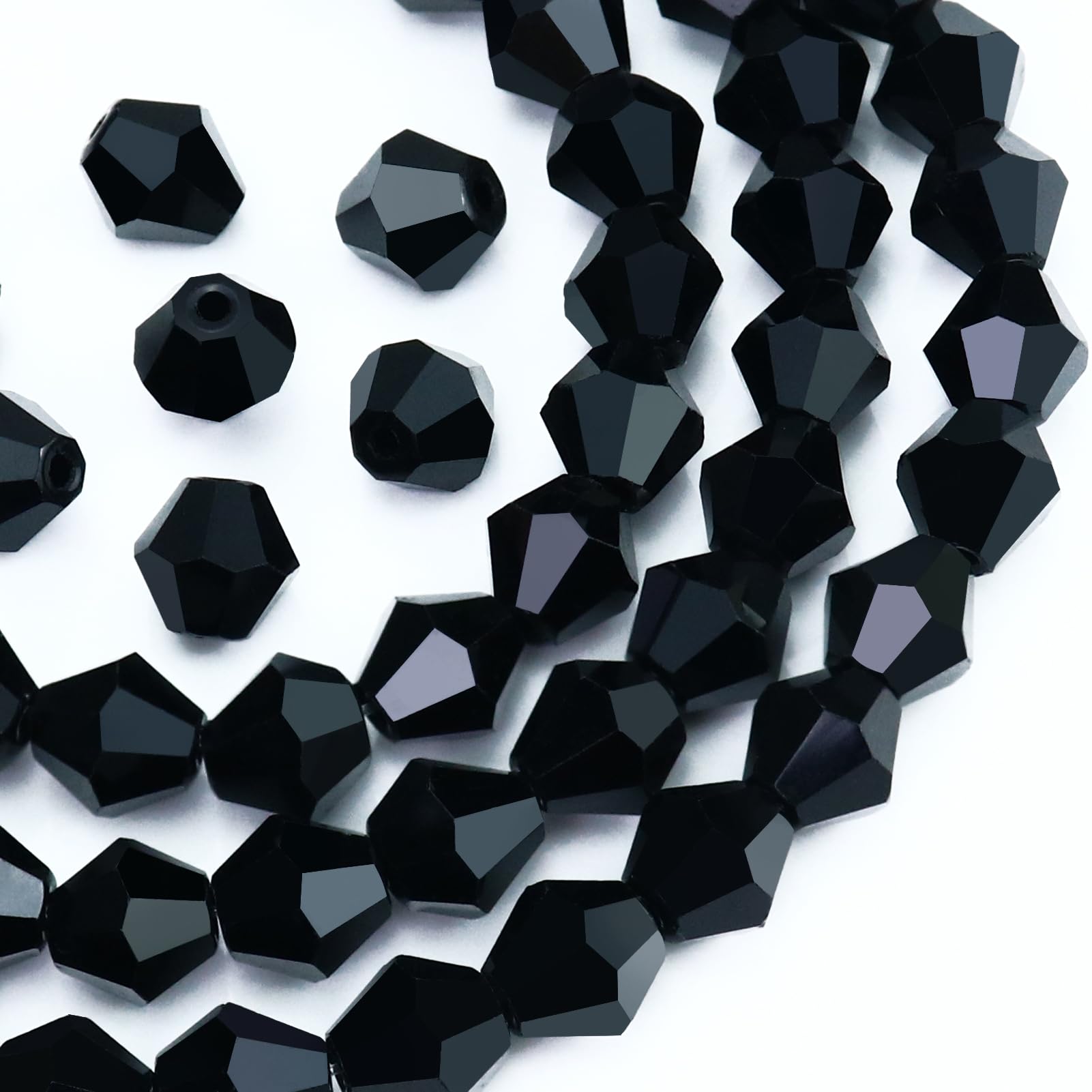 Perles De Cristal Bicônes Noires 4mm - Lot De 1000, Verre à Facettes, Pour Fabrication De Bijoux DIY