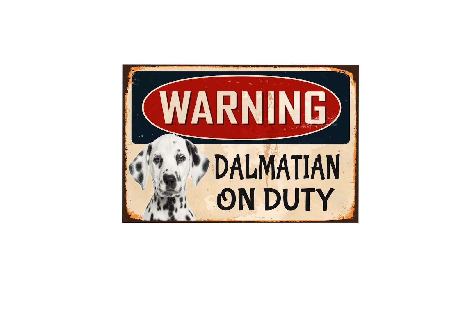 Warning Dalmatian On Duty Metal Tin Sign Warning Sign Safety Signs Aluminum Sign For Alt Room Decor, Indoor & Outdoor Signs For Home, Office, Work 14x20cm โ image 1