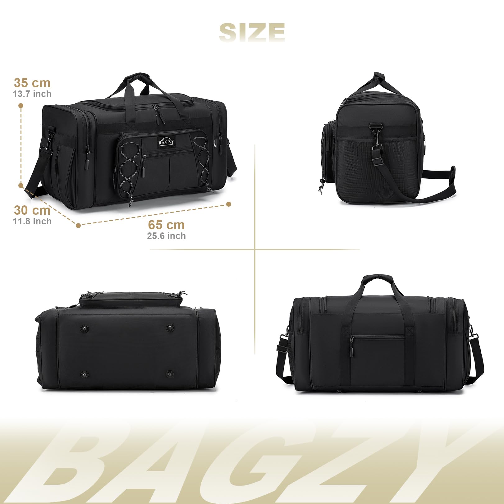 BAGZY Reisetasche 70 Liter Groß Sporttasche Herren Damen wasserdichte Handgepäck Koffer Cabin Holdall Bag Weekender Travel Duffle Bag Handtasche Reisetaschen für Gym Camping Reisen Urlaub