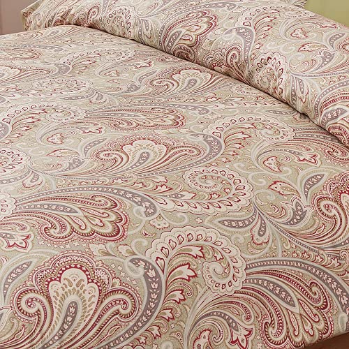 VM VOUGEMARKET Bohemian Damask Duvet Cover Queen,3 Pieces Boho Paisley Bedding Set,Silky Lightweight Egyptian Cotton Duvet Cover with Button Closure-Queen,Gold