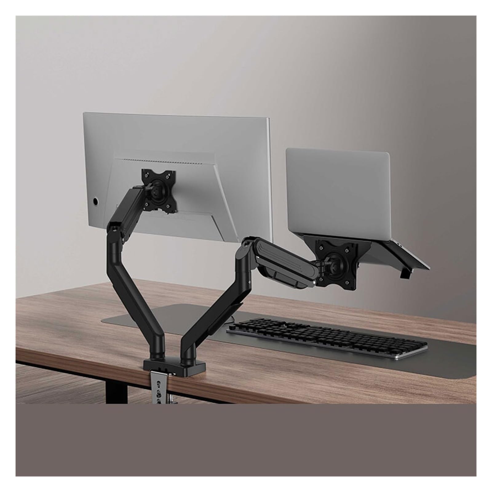 TKJfdTY Stand Mechanical Arm Computer Suspended Desktop Screen Lifting Tray Cantilever Dual Screen Two-In-One，Black