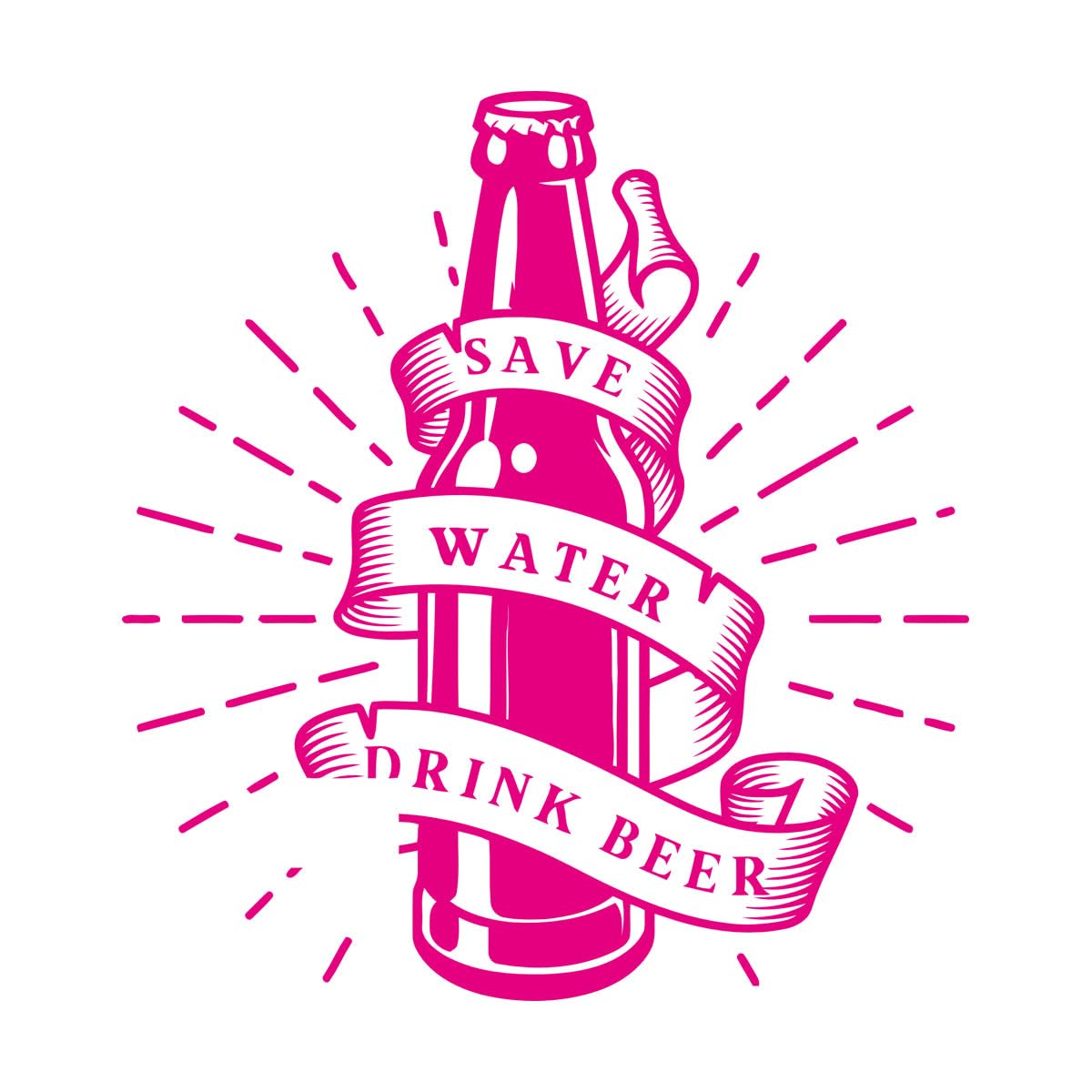 Engraving Stickers Kitchen Funny Phrase Save Water Drink Beer 54x60.5cm Self Adhesive Large Rosered