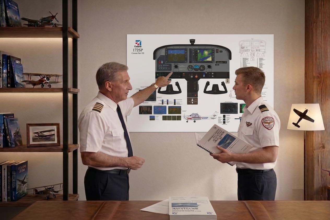 SIMTRAINING Cessna 172 SP Nav III G1000 Cockpit Training Poster 61cm x