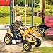 Costzon Ride on Excavator, 12V Battery Powered Construction Vehicles for Kids with Front Loader, Horn, Safety Belt, Treaded Wheels, Ride on Bulldozer Truck, Excavator Ride on Toy Gift for Boys Girls