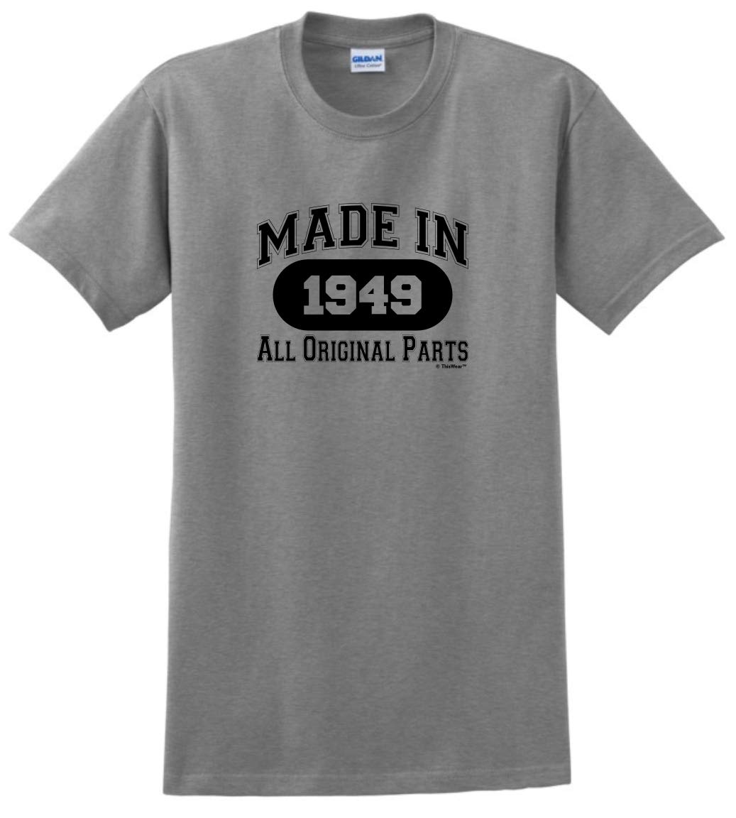 ThisWear70th Birthday T-Shirt Made in 1954 All Original Parts Unisex Short Sleeve T-Shirt