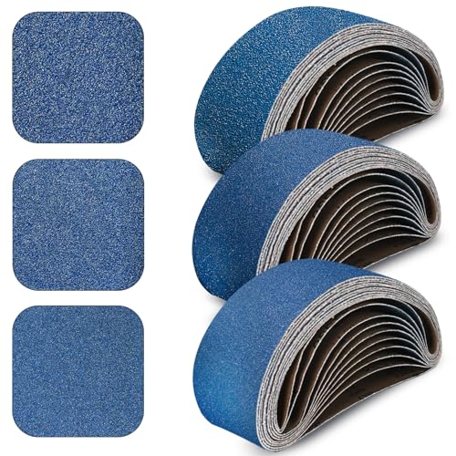 3x21 inch sanding belts 30 pcs 3 grit 10 each of 80 120 150 grits heavy duty belt sander zirconia belt sander paper for wood metal stainless steel automotive and furniture