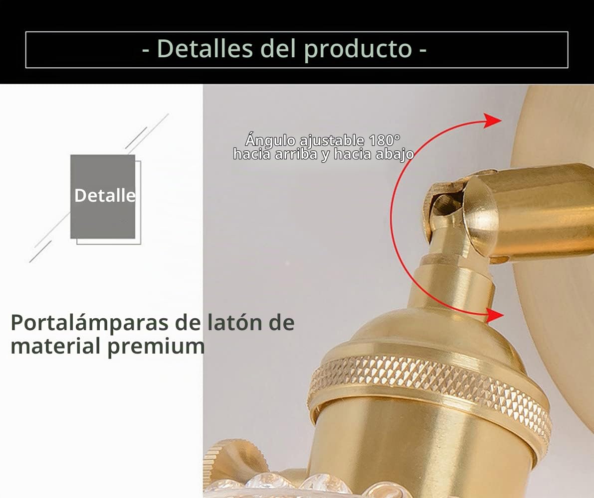 Chrasy Aplique Pared Industrial Vintage E27 Pantalla Cristal, Verde