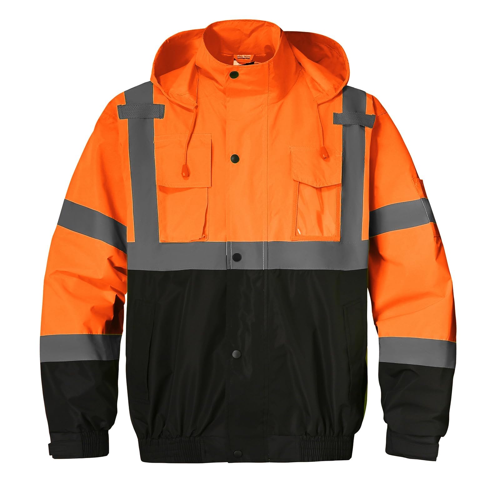 SKSAFETY Hi Vis Safety Rain Jacket for Men, Construction Work Rain Gear Heavy Duty Class 3 Rain Coat Waterproof Lightweight