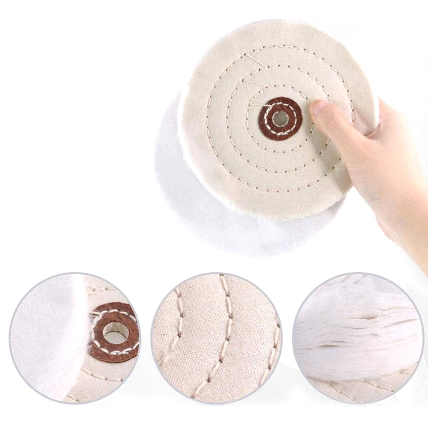 Lot de 5 disques de polissage de 150 mm avec trou de mandrin de 12,7 mm pour ponceuses, spirales, cousus, miroir, coton