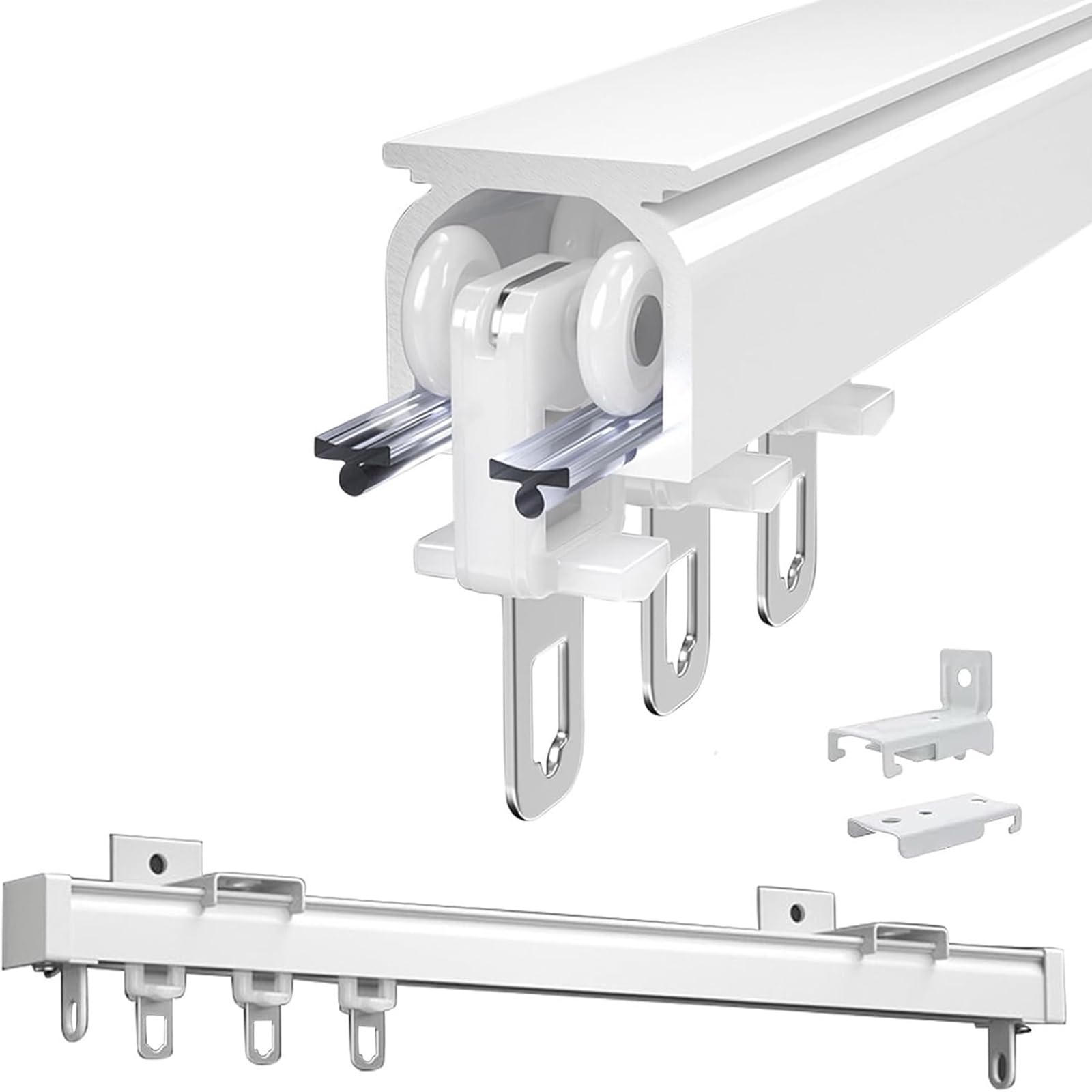 Aluminiowa szyna sufitowa do dzielenia pomieszczeń, uchwyt ścienny lub sufitowy, 100 cm, biała, wszechstronna długość 50-400 cm, idealna do pomieszczeń domowych i biurowych