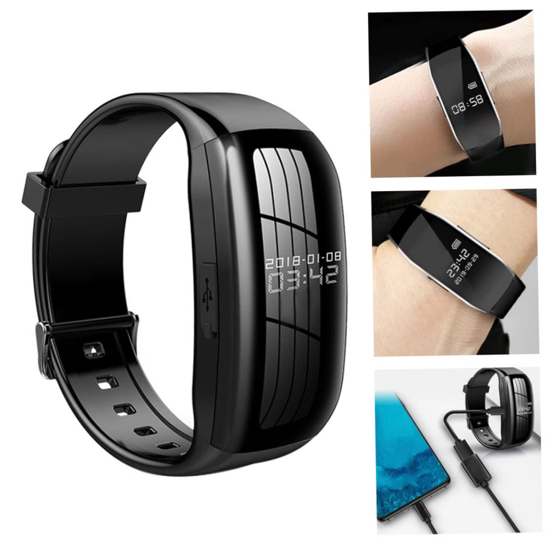 Grabadora de vídeo por Voz Digital, cámara de Audio 8G, Pulsera, Dispositivo de grabación con cancelación de Ruido