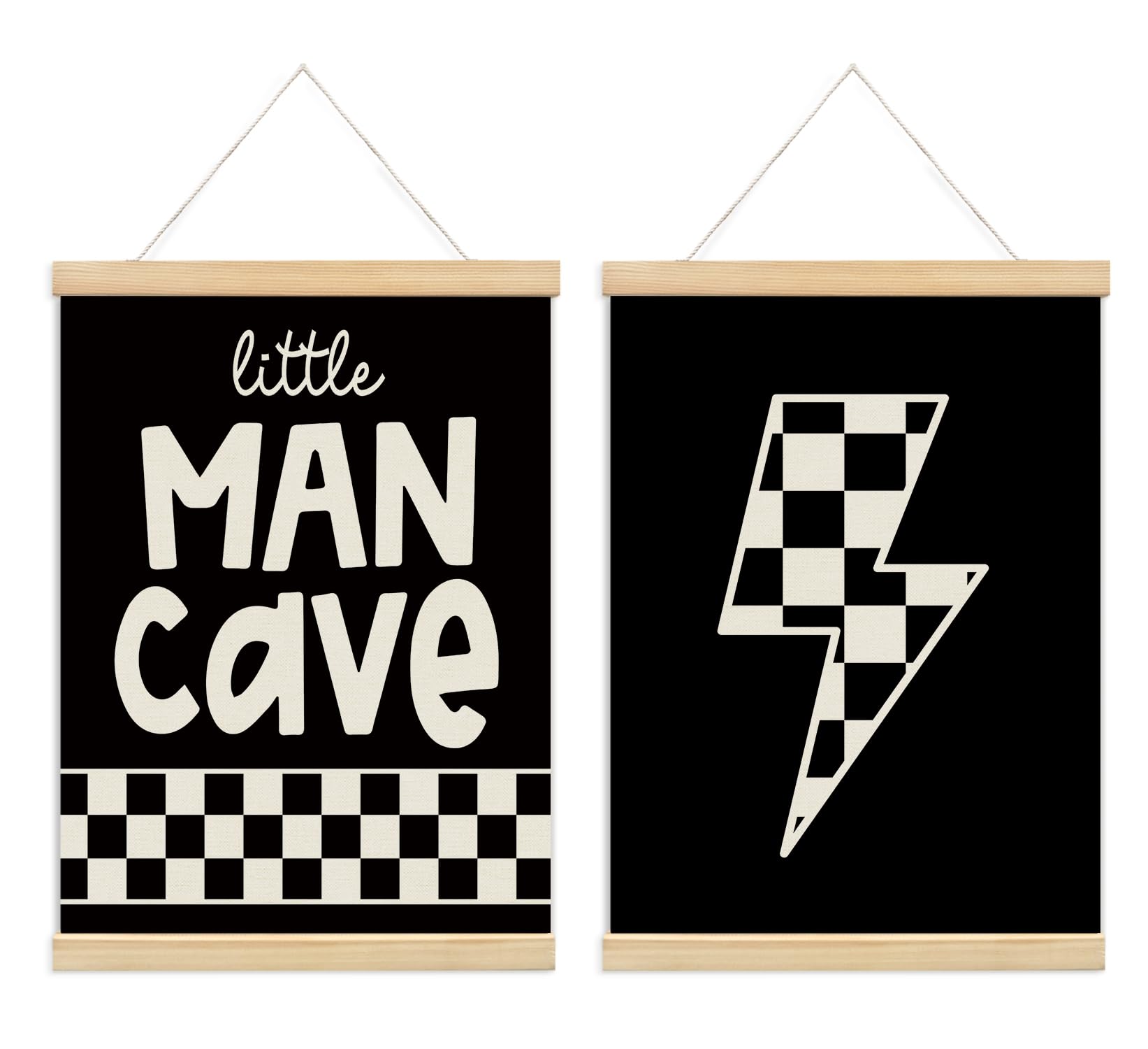foedor Little Man Cave Sign for boys Poster Hanger Frame,Retro Preppy Boy Nursery Kids Wall Decor for Toddlers Boy Room Playroom,Home Bedroom Hanging