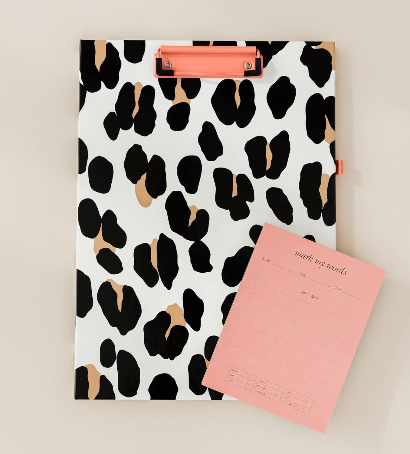 Kate Spade New York Leopard Print Clipboard Folio with Low Profile Clip, Professional Padfolio Includes Lined Notepad, Pen Loop, and Pocket, Forest Feline
