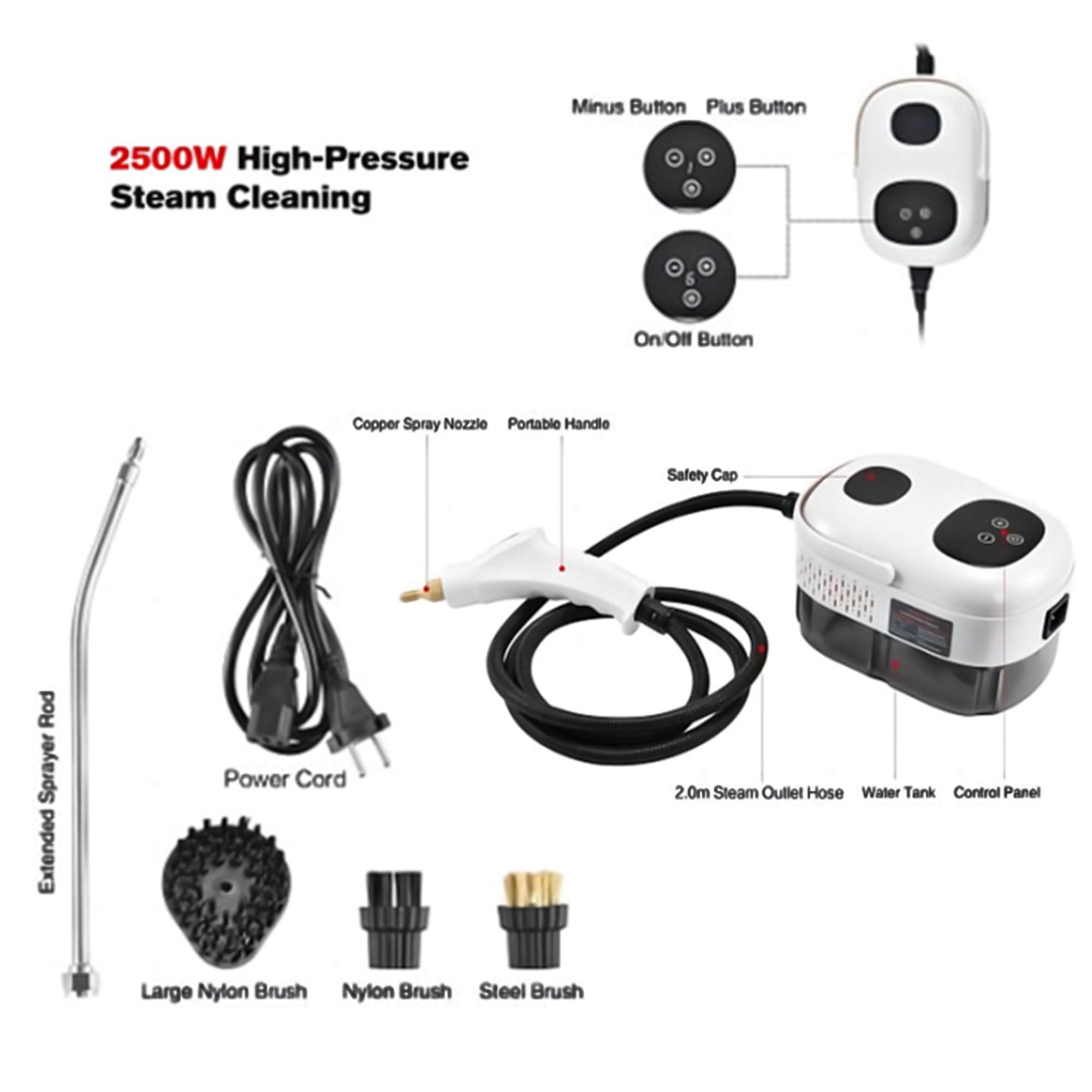 WYFCR Limpiador de vapor de mano de alta presión portátil para cocina, hogar, azulejos, suelo, coche
