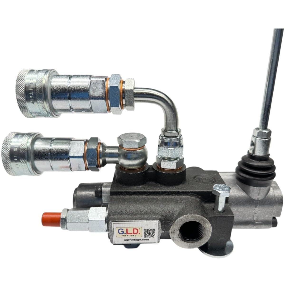 Distribuidor hidráulico para tractor, 1 palanca doble efecto 3/8", 45 litros, 300 bar, con acoplamientos rápidos, adaptador de 90 grados y tornillos de fijación