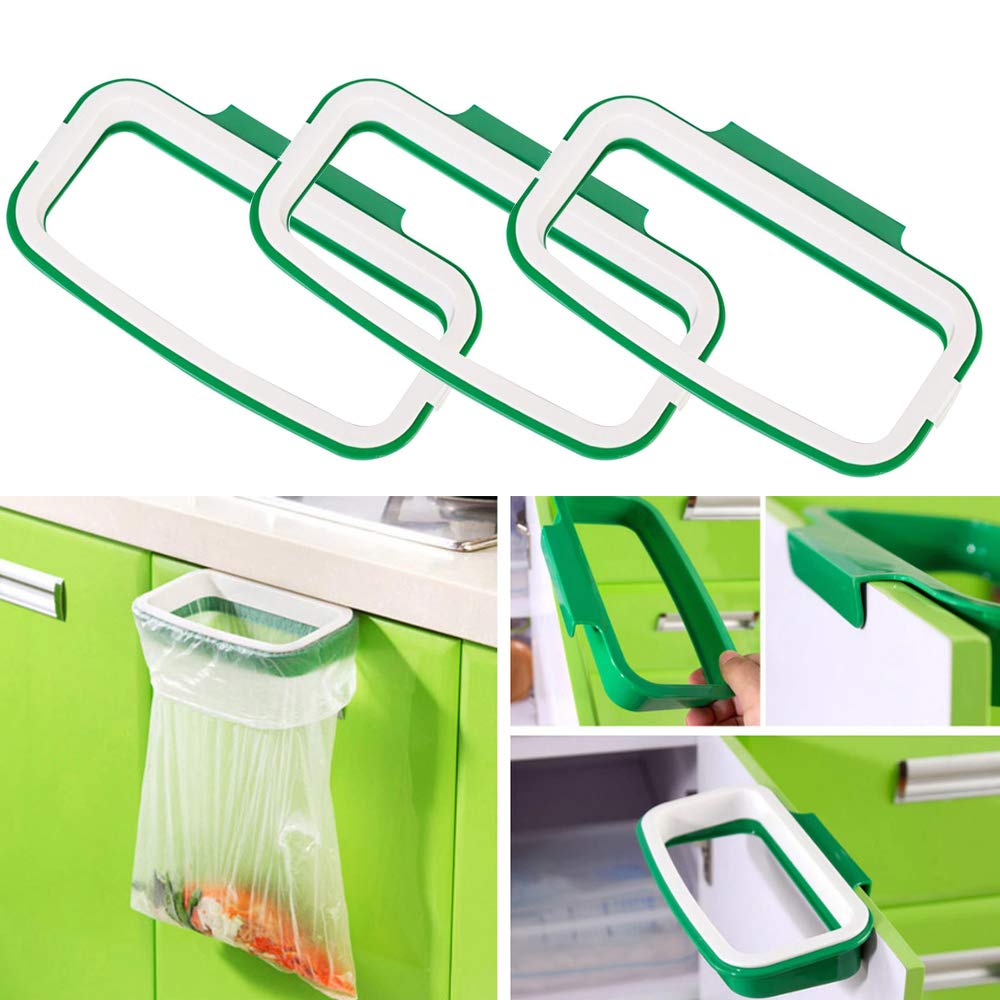 traderplus3-Pack Hanging Trash Bag Rack Holder for Kitchen, Pantry, Bathroom, Dorm Room, Office