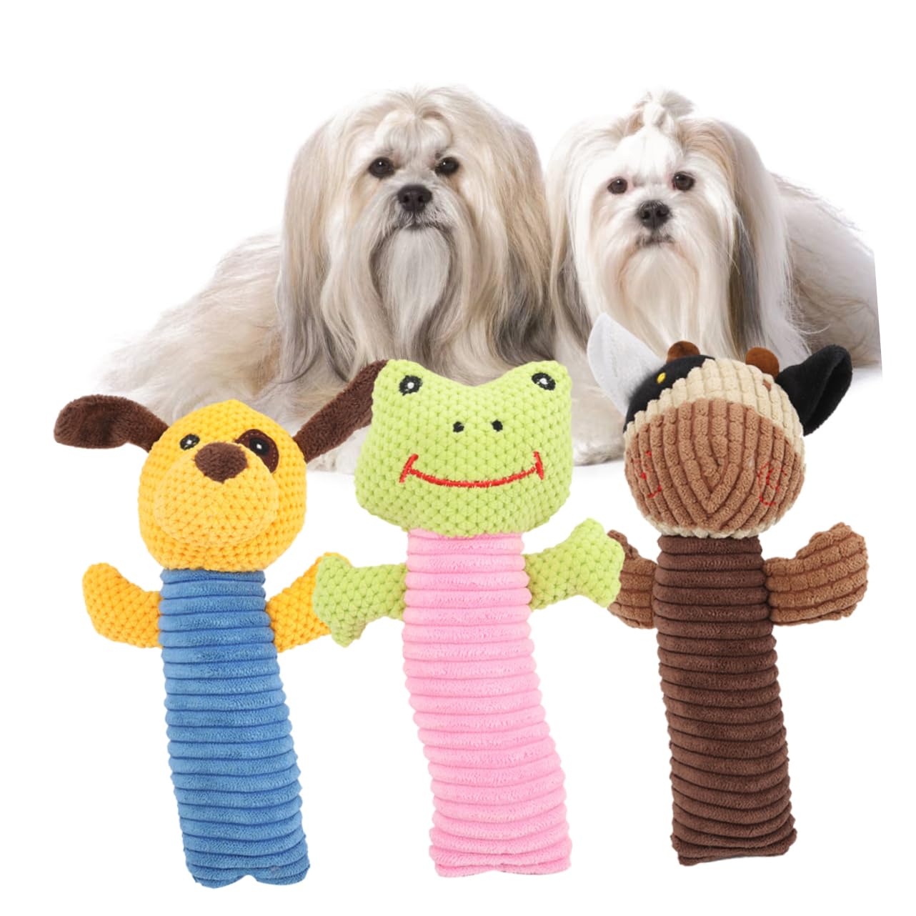INOOMP 9piezas Juguetes De Peluche Chirriantes para Perros Pequeños Pack De Adorables Figuras Perro Ternero y Rana Material y Seguro para Masticar para Cachorros