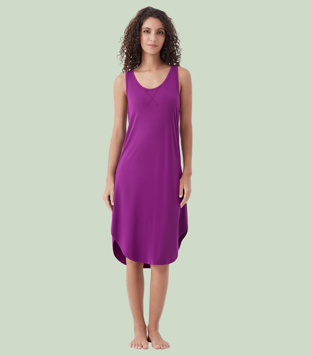 WiWi Nightgowns for Women Bamboo Viscose Super Soft Sleeveless Racerback Night Shirts Plus Size Cooling Sleepshirts S-4X - Image 4