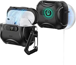 ESR AirPods Pro3 ケース（2025）MagSafe充電 USB-Cケーブル対応 落下衝撃保護 片手で簡単オープン キズ防止 AirPods Pro 第3世代 エアーポッズプロ3用 Cyberシリーズ ブラック