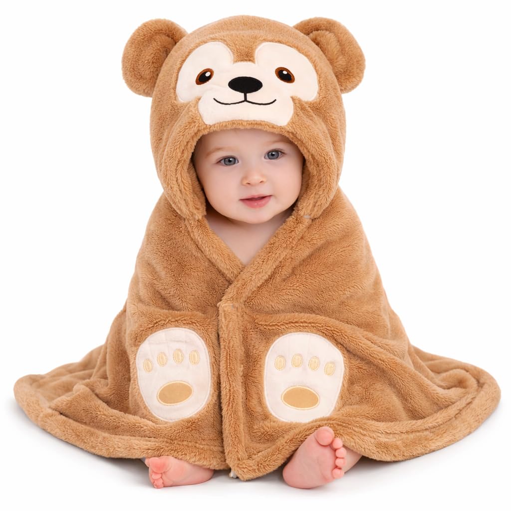 First Kick Micro Fleece New Born Blanket, Pack of Super Soft Bathrobe Baby Wrapper Cum Bath Towel For Boys, Girls, (80Cm X 80Cm, 0-6 Months (Lightweight, Beige)-image-3