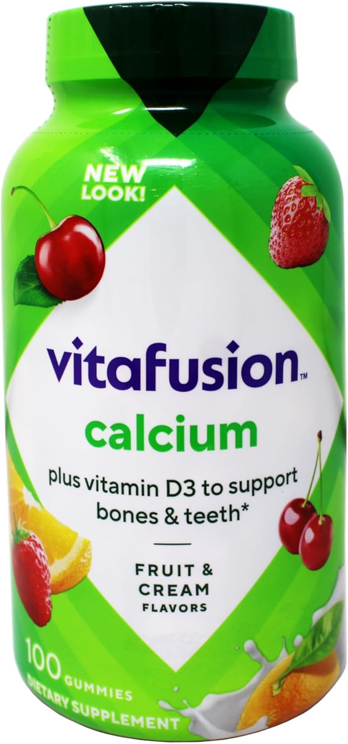 VitaFusion Calcium 500 mg Dietary Supplement Gummies Natural Fruit and Cream Flavors - 100 ct, Pack of 2