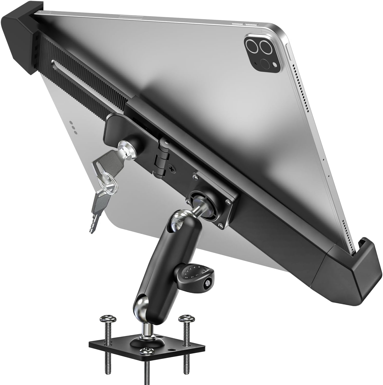 woleyi Base de taladro antirrobo resistente para tableta, soporte para tablero de automóvil para camionesvehículo con cerradura de seguridad y