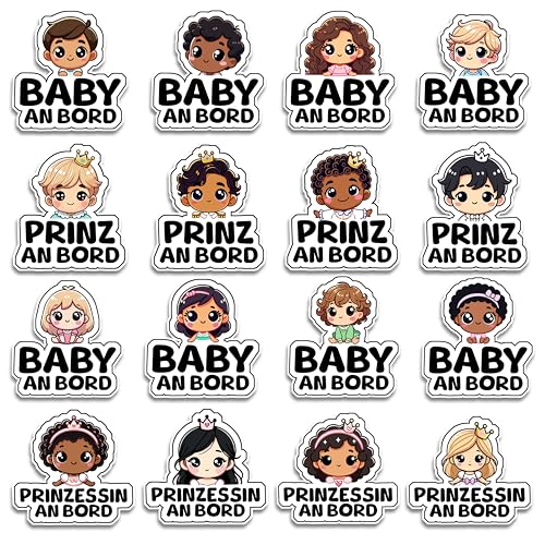 Baby on Board Aufkleber Auto, Prinz an Bord Auto Aufkleber, Baby on Board Sticker 16 x 14 cm, Wetterfest und UV-Beständig aufkleber auto, Sticker Baby und Auto Baby für sichere Fahrten mit Ihrem Kind