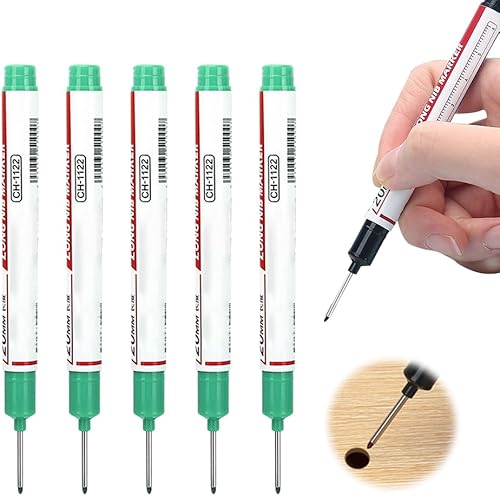 Miniatura 13 de 5 marcadores de cabeza larga con agujero profundo, marcadores de alcance profundo de 0.787 pulgadas, de secado rápido, impermeables, de punta larga,