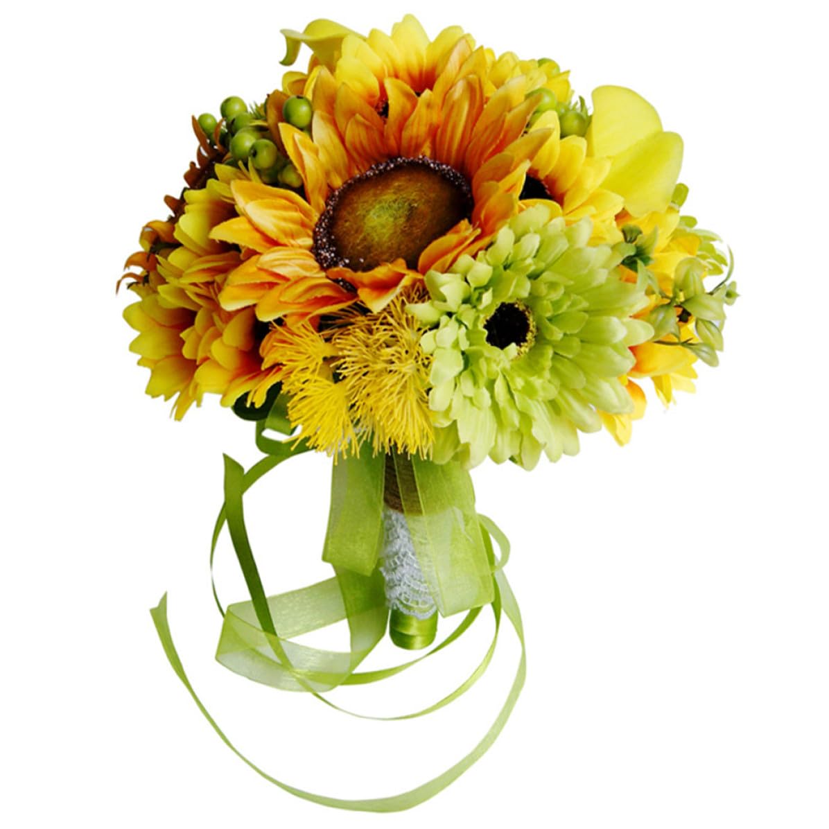 Happyyami Künstlicher Dekoration Brautstrauß Lilie aus Sonnenblume und Wetterfest aus Seide und Pu für Hochzeitsfeiern und Tanzpartys