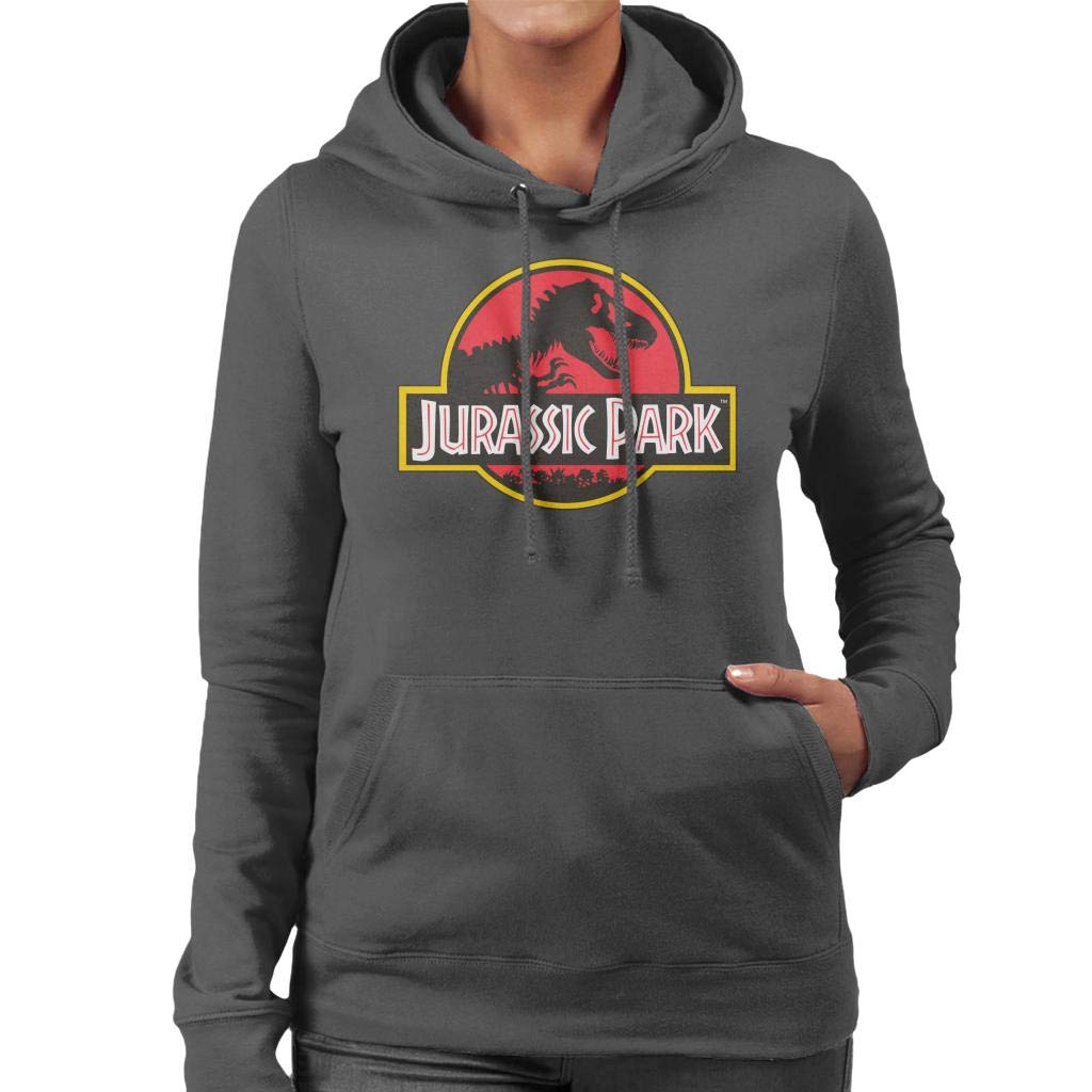 Jurassic Park Women's Charcoal Classic Logo Hooded Sweatshirt