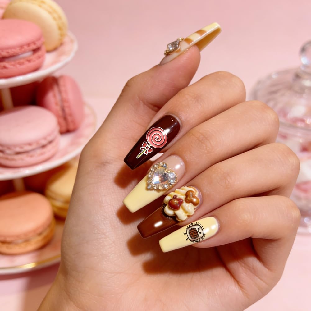 PH PandaHall 3 placas de estampado de uñas de dibujos animados, lindas plantillas de arte de uñas de postre para bebidas, cupcakes, helados, plantillas de placa de acero inoxidable con herramienta