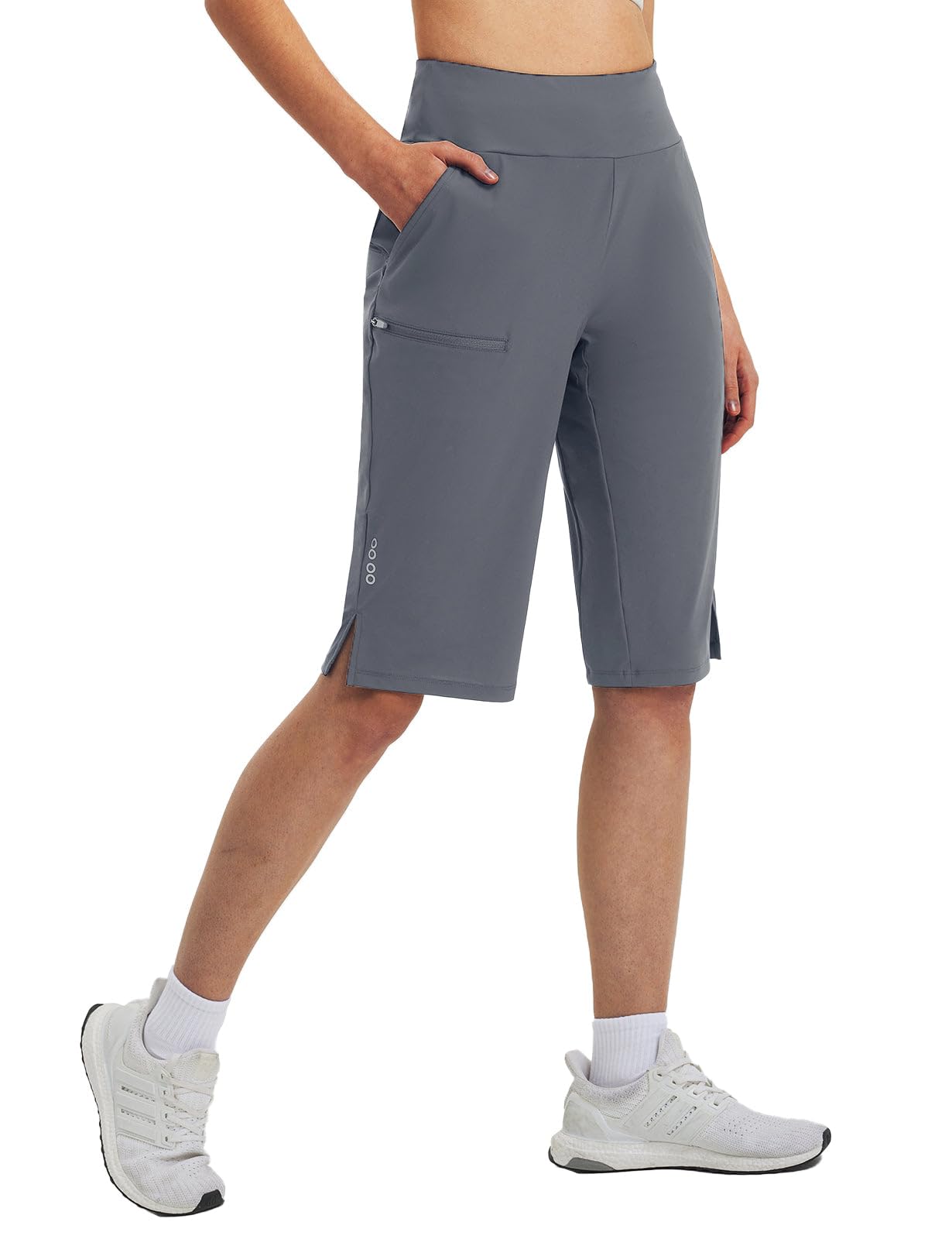 baleaf Women's 14'' Long Shorts Knee Length Capris Quick Dry Lightweight Cargo Hiking Cycling Zipper Pockets UPF 50+