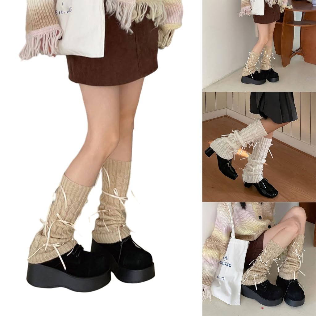 Womens Leg Warm Socks Slip Warm Thick Stockings Knitting Ankle High Bandage Cosplays High Boot Calf Covers