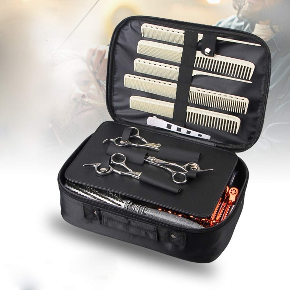 Barber Profession Scissor Case Salon Bag Hair Clips Cutting Thinning Profession Scissors Bag Comb Shears Organizer,Black,29x21cm