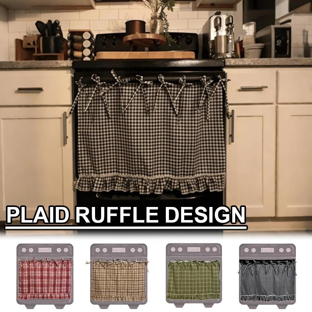 Cortina de horno, falda de horno, cortina de estufa, decoración de cocina de granja, utilizada para puertas de horno estándar, estufas, microondas (verde)