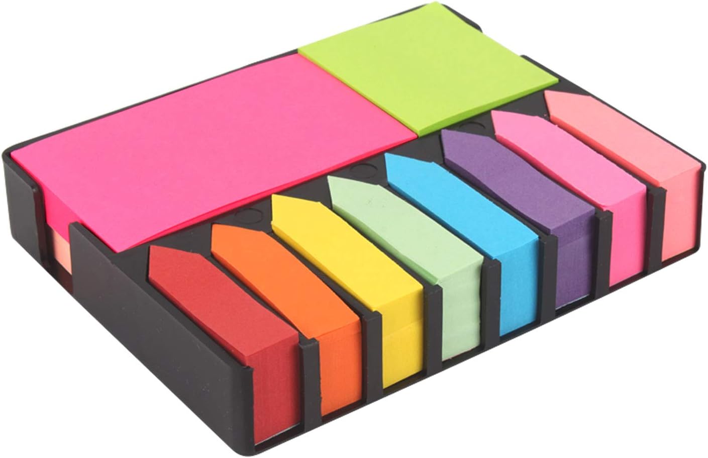 Pinzo Sticky Note Memo Pad With 8 Index Tabs, Bright Neon Colors