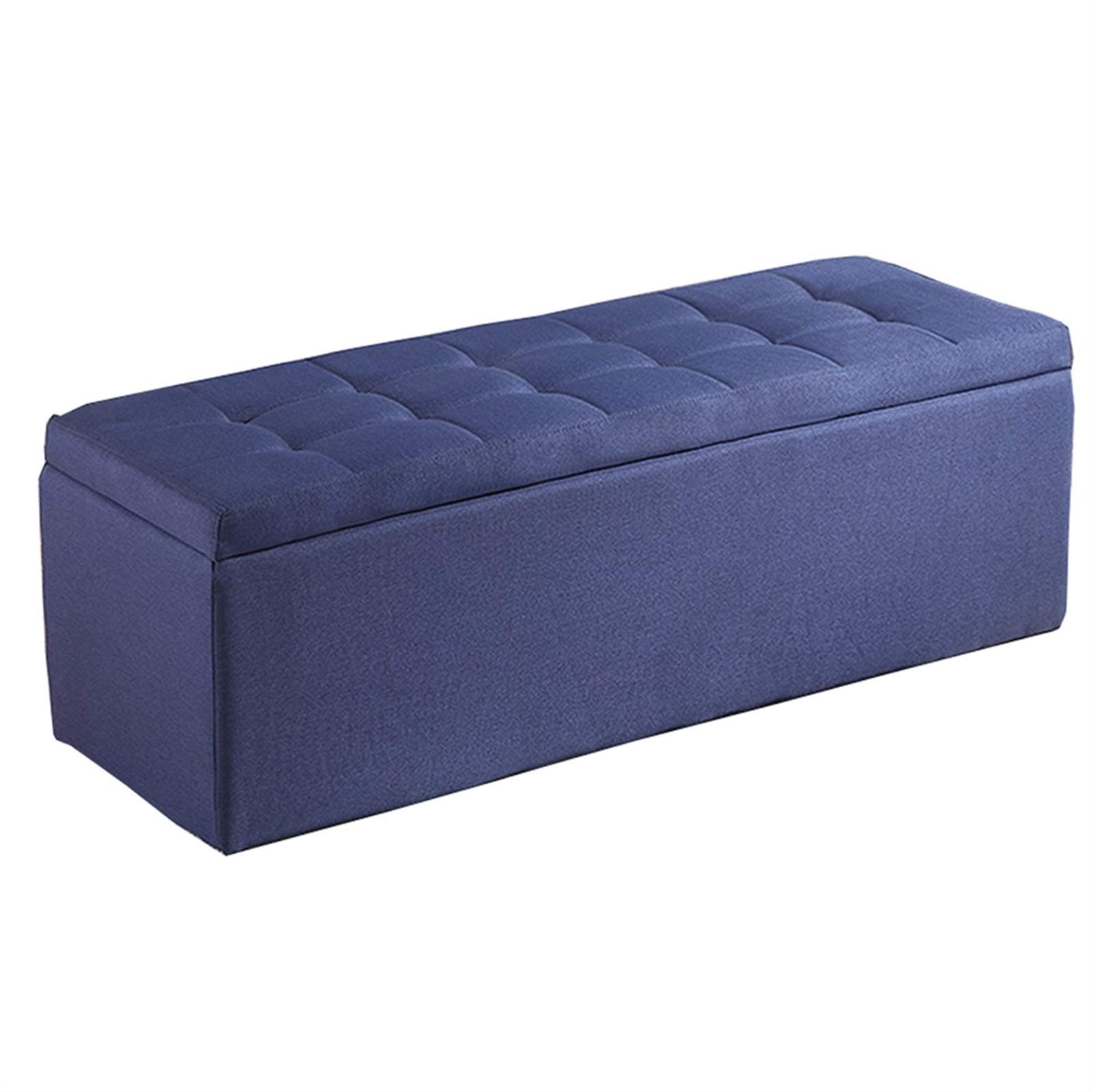 Repose-pieds ottoman lin bleu : la solution gain de place 80cm