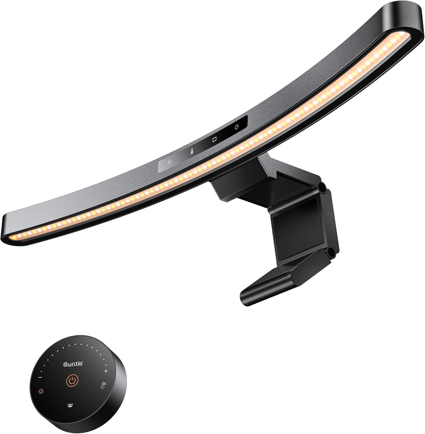 Quntis Curved Monitor Lampe 45cm Monitor Light Bar mit Touch Control & Fernbedienung, Bildschirmlampe mit Auto-Dimmen, Antiblaue blendfreie platzsparende Schreibtischlampe Augenschutz PC Lampe Büro