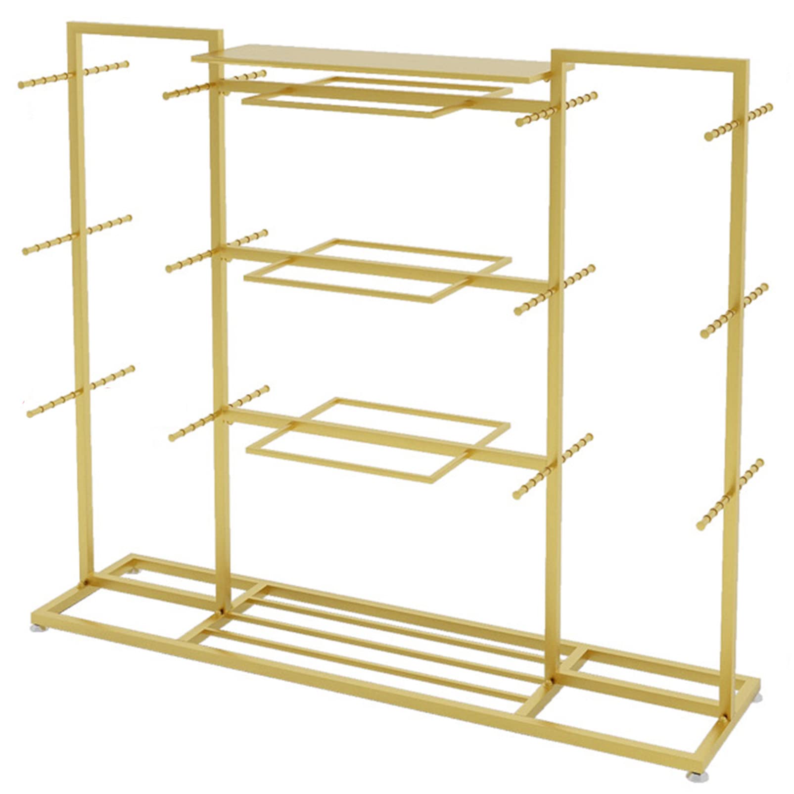 HPTHLY Clothes Retail Heavy Duty Metal Hanging Garment Racks, Clothing Store Metal Hanger Storage Shelves Double Sided Display Stand, Underwear/Bra/Swimsuit/Sock Organizer (Gold-150×40×135Cm)