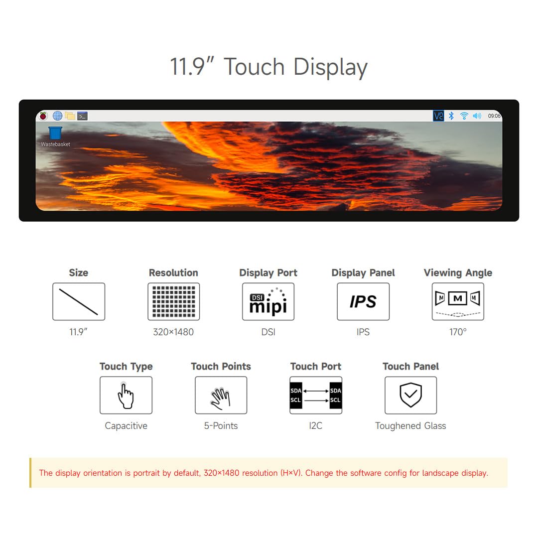 Amazon.com: waveshare 11.9inch Capacitive Touch Display