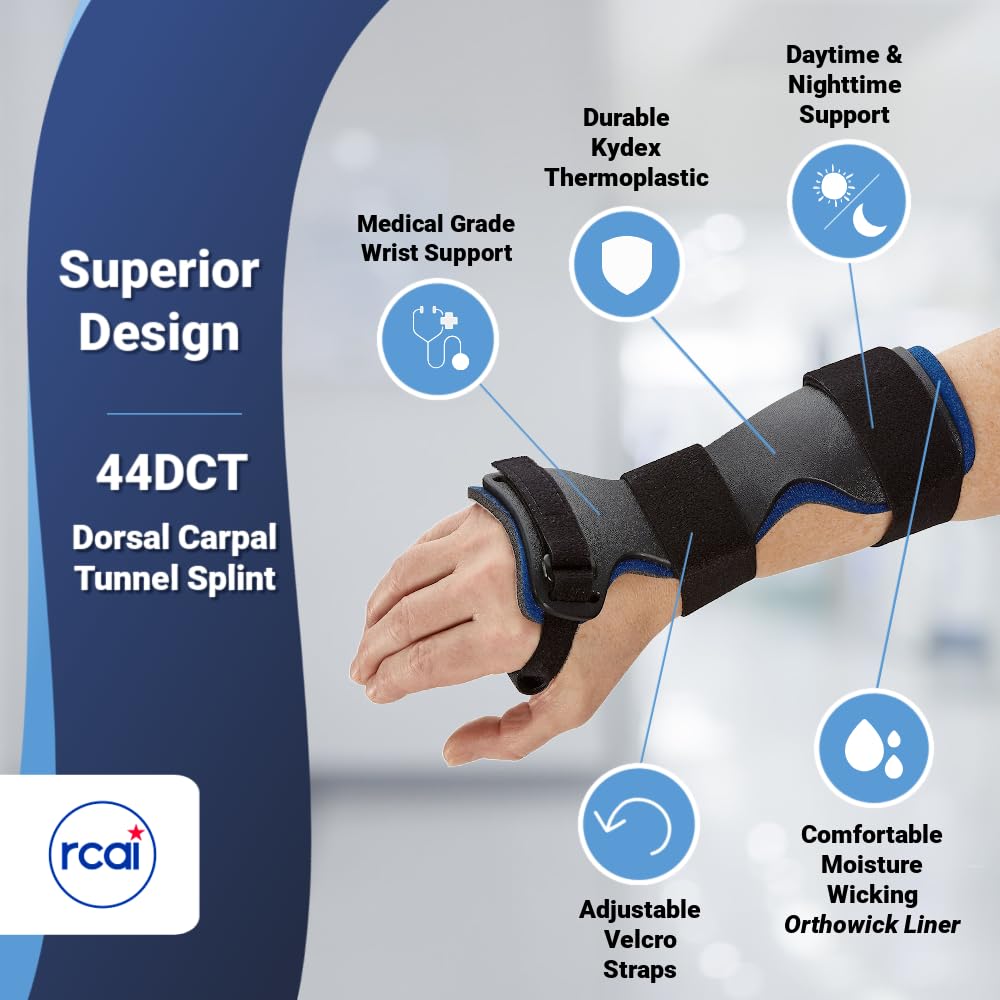 RCAI Wrist Brace for Carpal Tunnel Relief, Arthritis, Tendonitis, & Sprains | Lightweight, Adjustable, Moisture-wicking |for Men & Women | Medical Grade & Made in USA (Left, Small)
