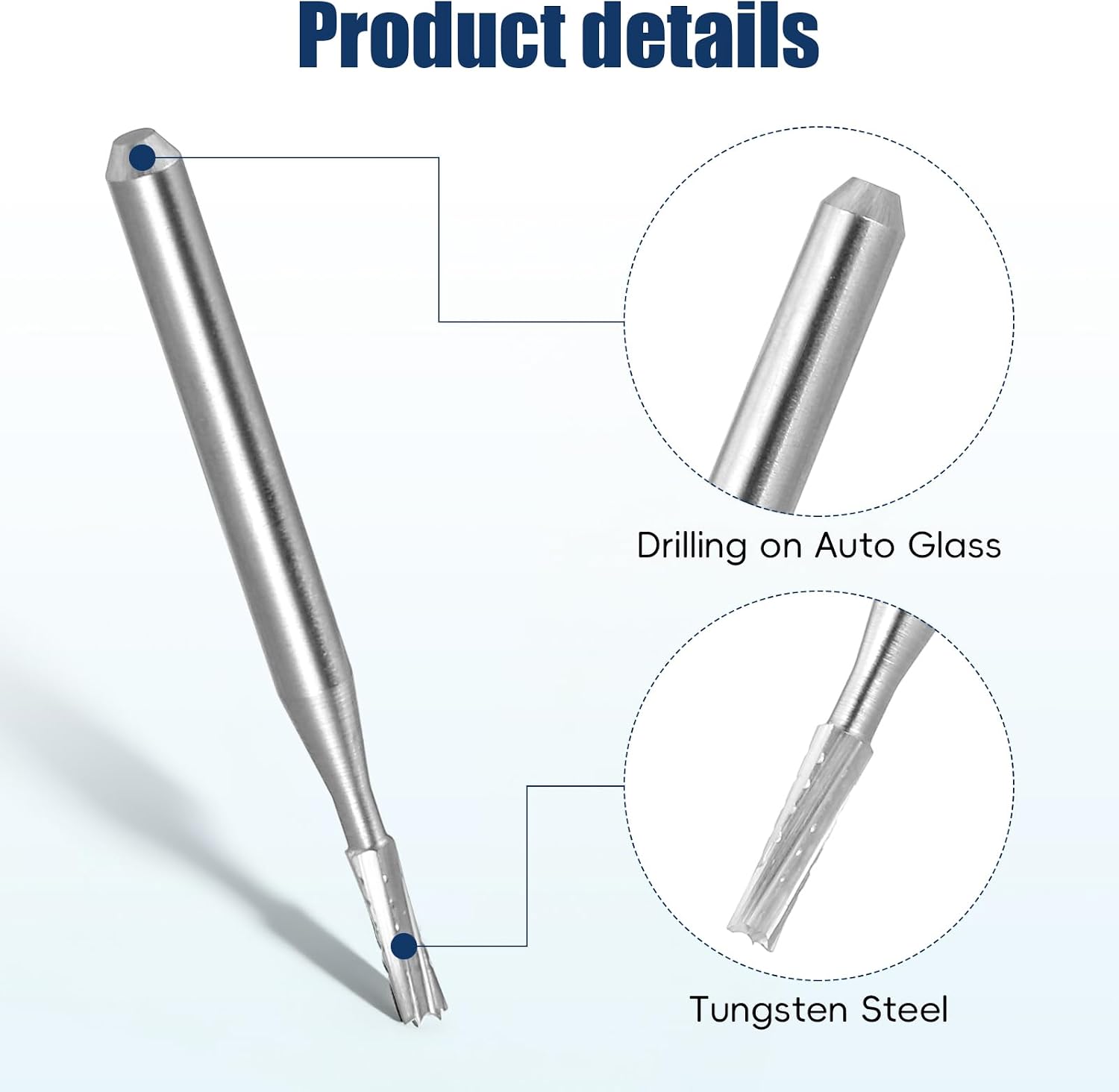 3Pcs Auto Glass Repair Drill Bit Kit for Windshield Crack and Chip Repair, Tungsten Carbide Bits, Electric Grout Removal Tool