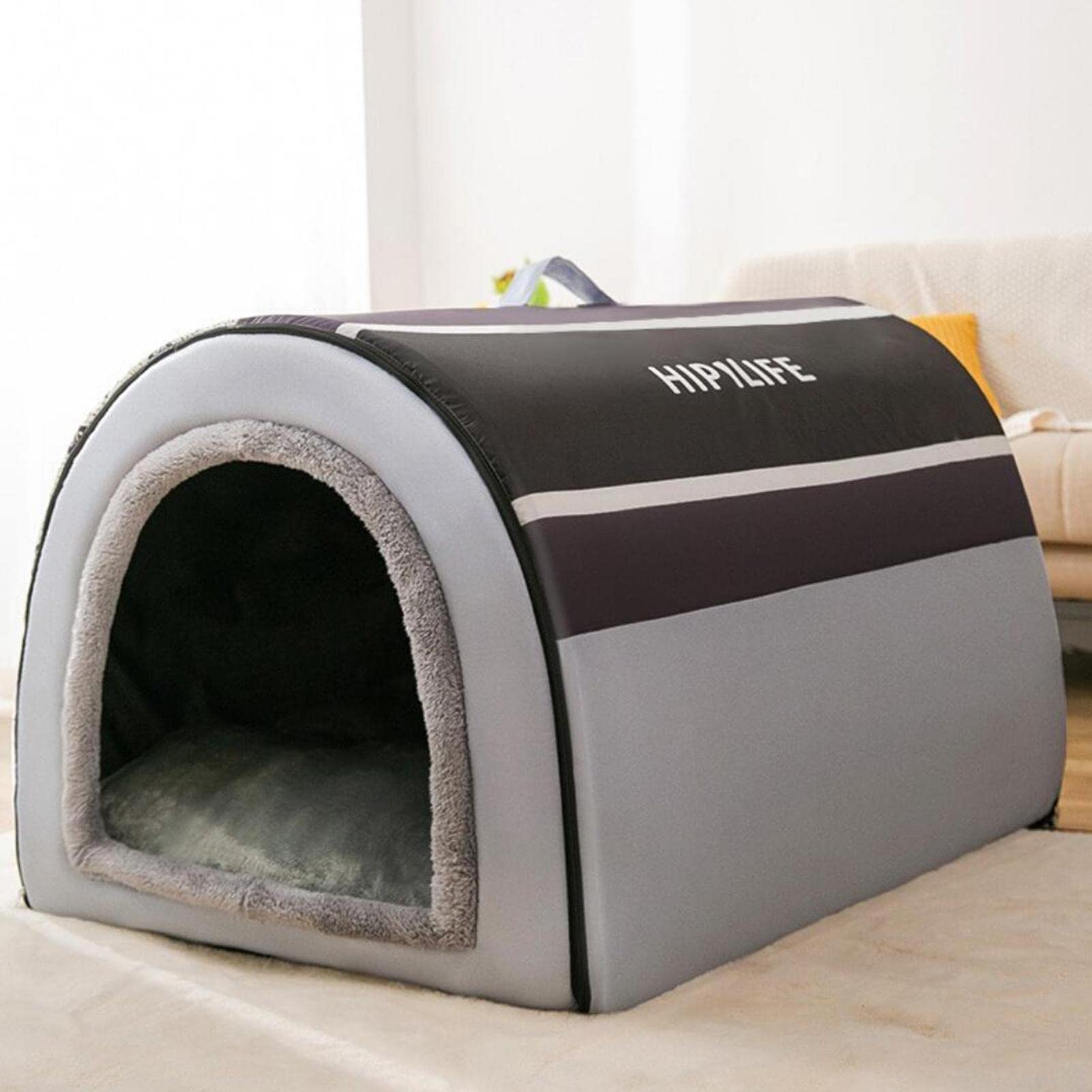 Hundehütte Für Innen, Faltbar Mit Kissen – Für Kleine, Mittlere & Große Hunde/Katzen, Wasserdichter Boden