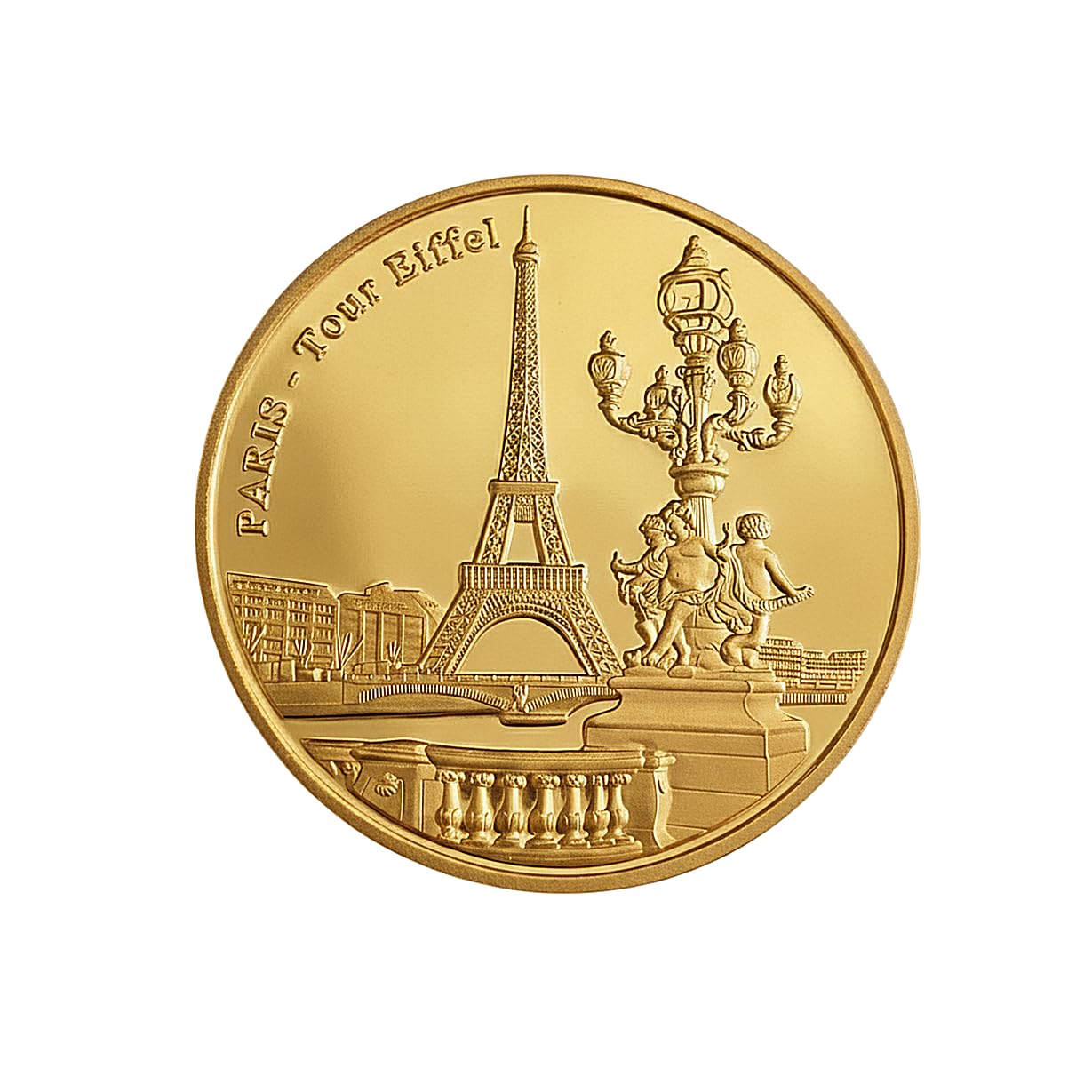 Eillwin Paris Eiffel Tower Commemorative Coin - France Souvenir Keepsake