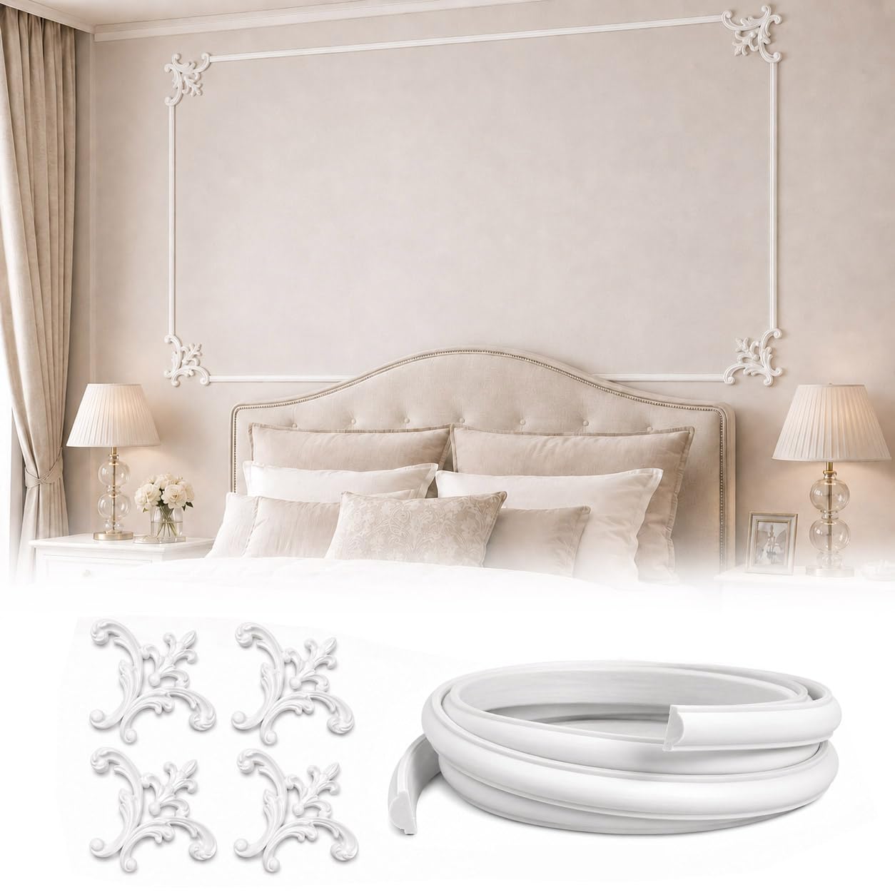 Listew Sztukatorskich Ornamenty Ścienne Do Mebli Rzeźbione, Narożne 10cmx10cm,10M
